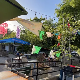 tables and umbrellas