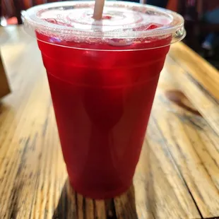 Agua fresca $5. Requested half hibiscus and half pineapple mix.
