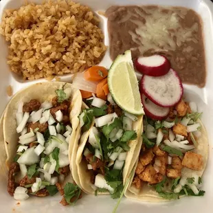 2 adobada + 1 chicken taco plate