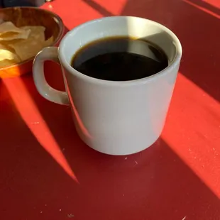 a cup of coffee on a table