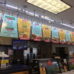 Taqueria Taquito Express located inside of BP gas station on corner of Chamblee Dunwoody and Mount Vernon Road. Menu board