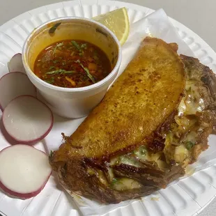 Quesabirra Taco with Consume