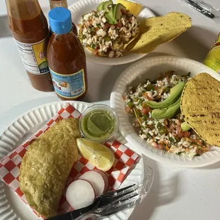Taco Gobernador, Ceviche de Pescado, Ceviche de camarón