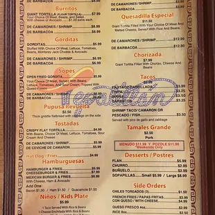 menu