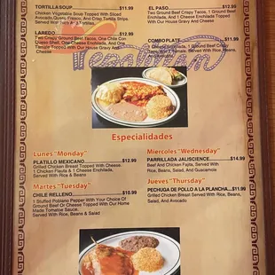 menu