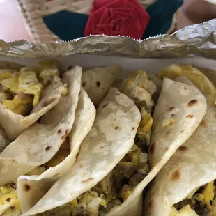 Breakfast Tacos to go - REAL EGGS.