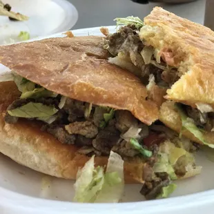 Torta de carne asada, sorry that I took a bite before snapping a picture! I just wasn't expecting it to be sooooo gooooood!