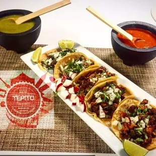 Our Tacos! Pastor, asada, chicharrón prensado, and many more!