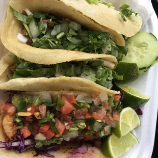 Top 3; $2 carne asada (only ok), bottom is the $3 shrimp taco (very good!).