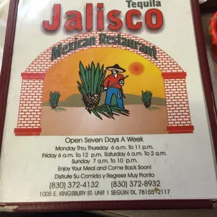 Menu cover