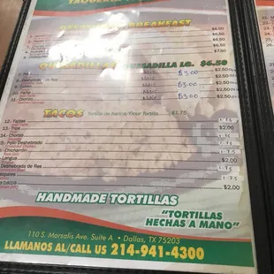 the menu