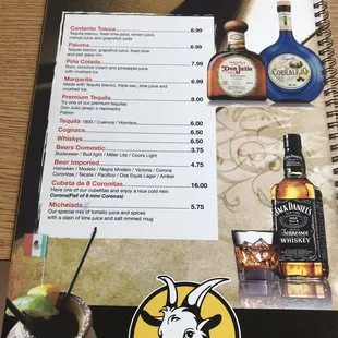 Bar menu