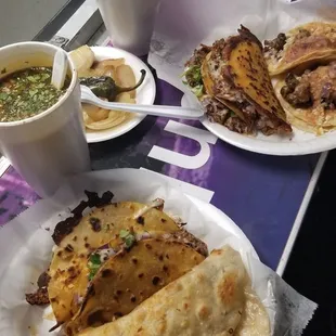 My usual, quesadilla with al pastor, along with tacos dorados de birria and its consome.