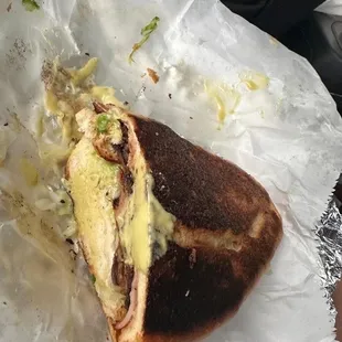 a half eaten sandwich