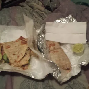 Quesadillas and burrito