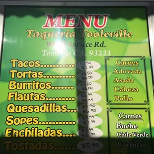 menu
