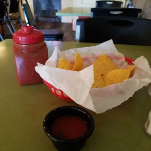 Salsa is spicy and they bring the whole bottle!