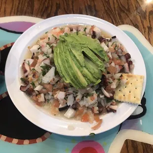 Ceviche with crackers. So good!