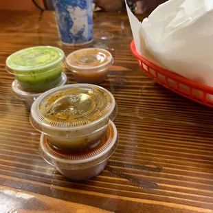 a variety of condiments