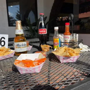 Chips salsa and escabeche