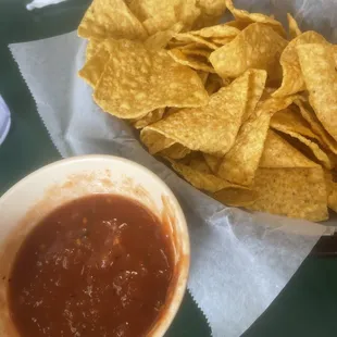 Chips and greta hot sauce
