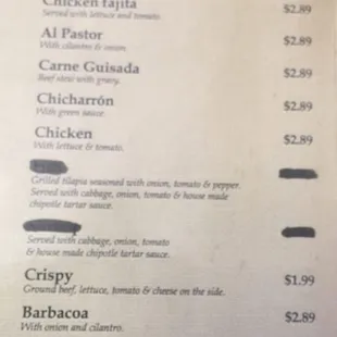 menu