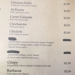 menu