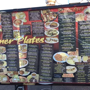 Menu and phone number
