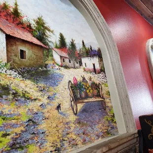 a painting of a village