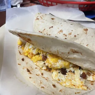 Bacon and egg breakfast taco