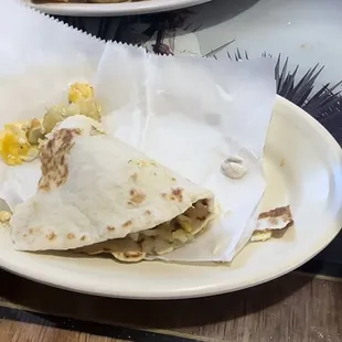 two plates of food on a table