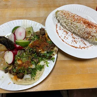 two plates of food on a table