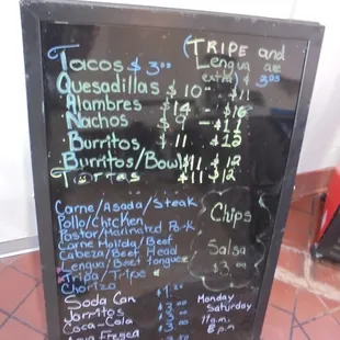 Menu board.