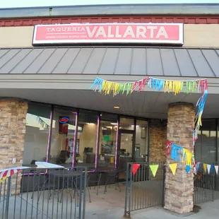 Outside of the restaurant, view looking east.