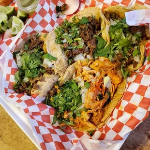 two tacoss and a side salad