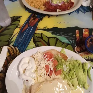 Chicken taquitos &amp; chicken chimichangas