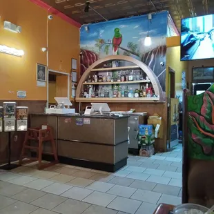 Front counter.  Good selection of spirits.