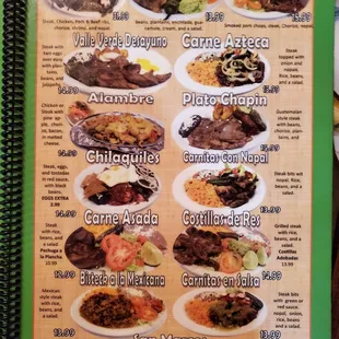 a menu for a mexican restaurant