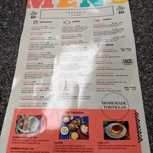 Front of Menu