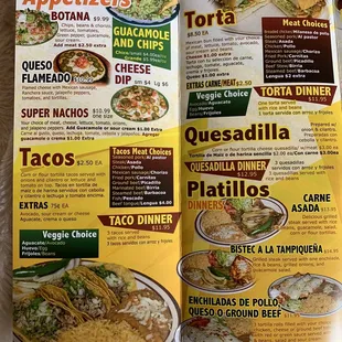 a menu for a mexican restaurant