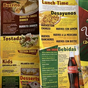 a menu for a mexican restaurant