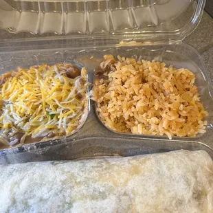 a burrito and rice
