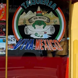 a sign in the window