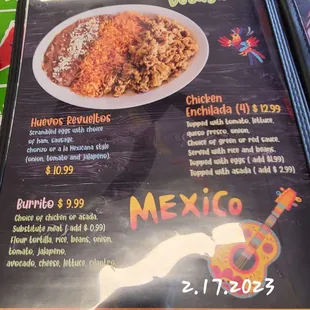 menu, tacos
