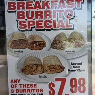 burritos and wraps, menu