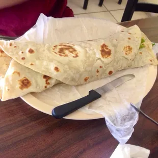 Flour tortilla taco, half steak, half pastor,16 inches.