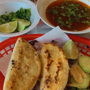 Quesa Birria tacos with consomé