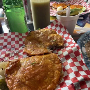 Mulpitas... birria meat and cheese. Cup to dip.