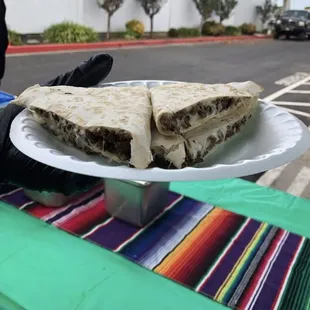 a plate of quesadillas