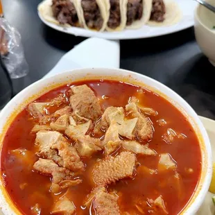 Menudo and barbacoa tacos